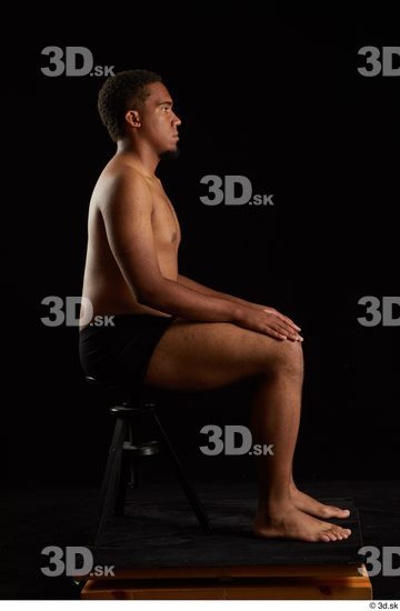 Whole Body Man Black Underwear Average Sitting Studio photo references