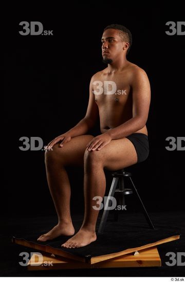 Whole Body Man Black Underwear Average Sitting Studio photo references