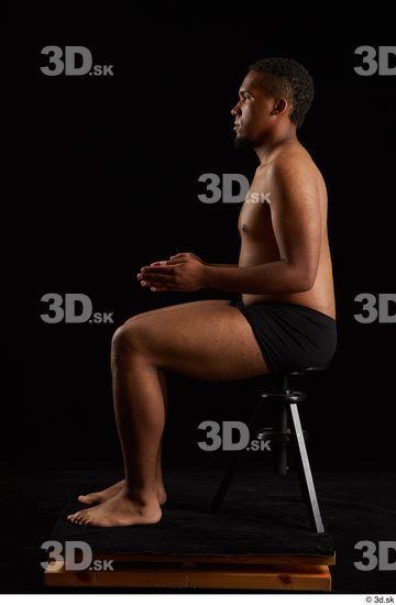 Whole Body Man Black Underwear Average Sitting Studio photo references