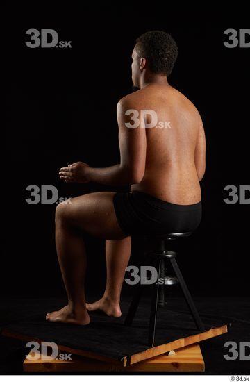 Whole Body Man Black Underwear Average Sitting Studio photo references