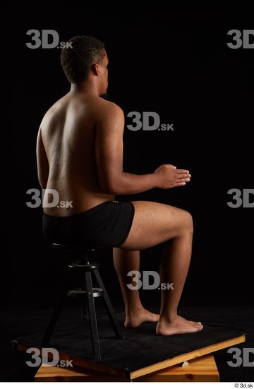 Whole Body Man Black Underwear Average Sitting Studio photo references