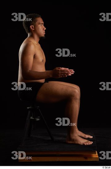 Whole Body Man Black Underwear Average Sitting Studio photo references