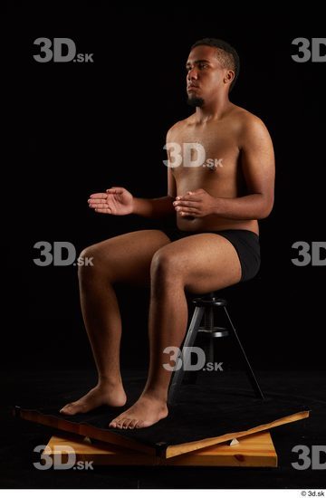 Whole Body Man Black Underwear Average Sitting Studio photo references