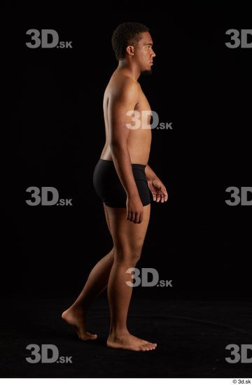 Whole Body Man Black Underwear Average Walking Studio photo references