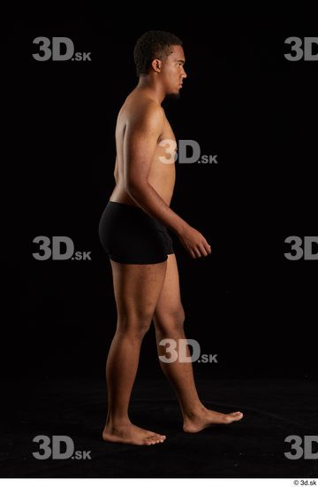 Whole Body Man Black Underwear Average Walking Studio photo references