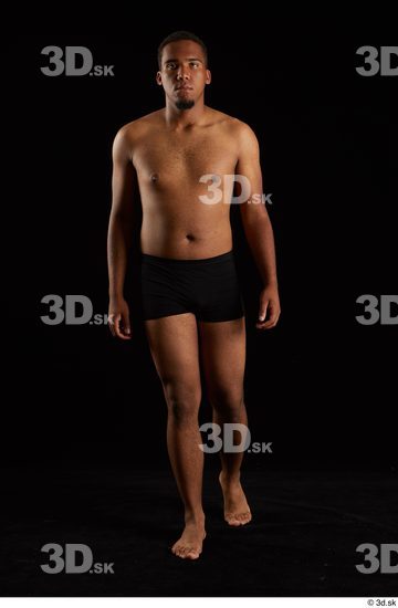 Whole Body Man Black Underwear Average Walking Studio photo references