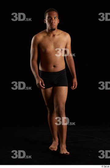 Whole Body Man Black Underwear Average Walking Studio photo references