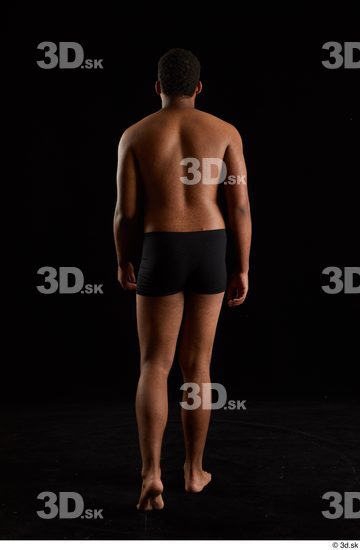 Whole Body Back Man Black Underwear Average Walking Studio photo references