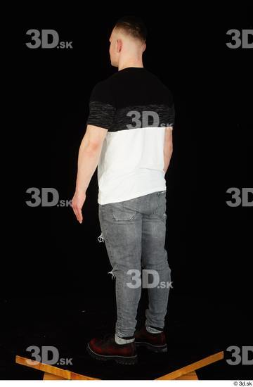 Whole Body Man White Shoes Shirt T shirt Jeans Average Standing Studio photo references