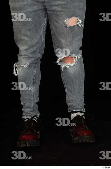 Calf Man White Shoes Jeans Average Studio photo references