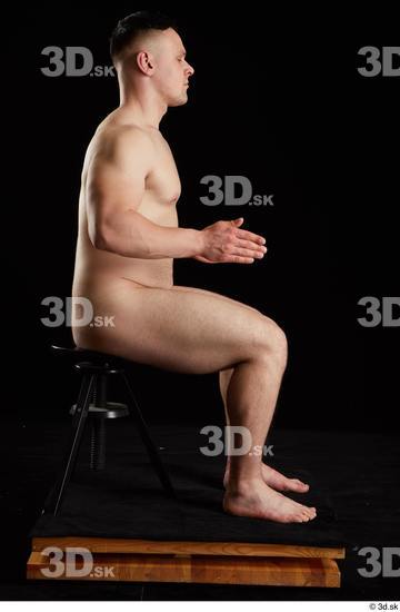 Whole Body Man White Nude Average Sitting Studio photo references