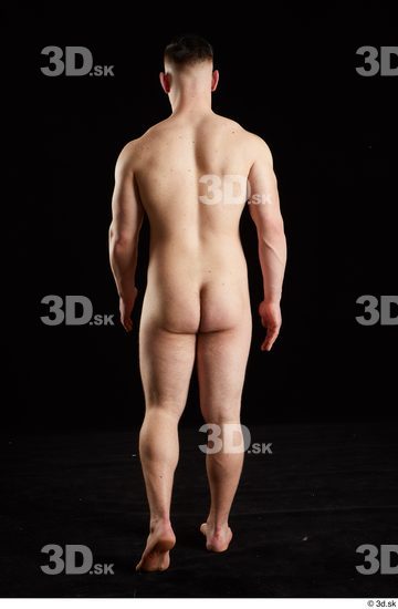 Whole Body Back Man White Nude Average Walking Studio photo references