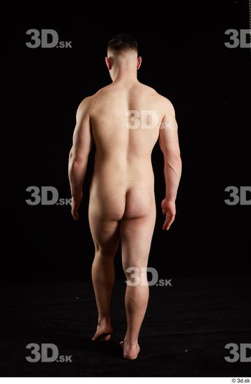 Whole Body Back Man White Nude Average Walking Studio photo references