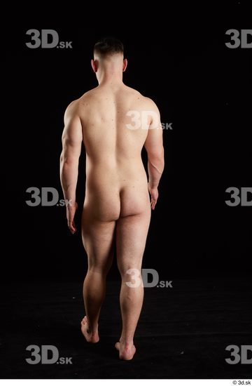 Whole Body Back Man White Nude Average Walking Studio photo references