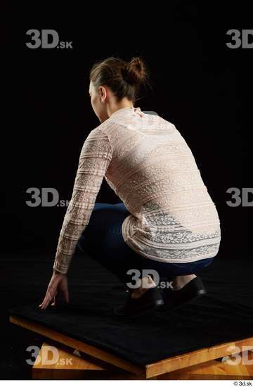 Whole Body Woman White Average Kneeling Studio photo references