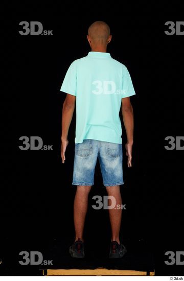 Whole Body Man Black Jeans Shorts Slim Standing Studio photo references