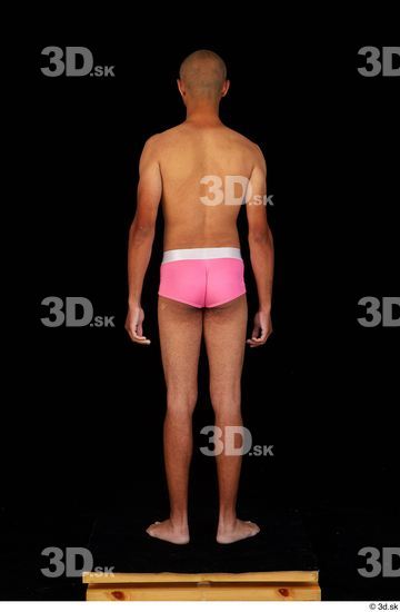 Whole Body Man Black Underwear Slim Standing Studio photo references