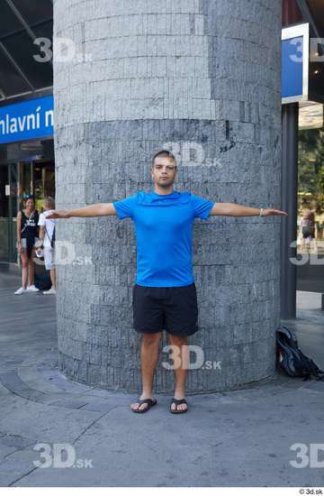 Whole Body Man T poses White Casual Slim Standing Street photo references