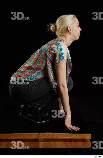 Whole Body Woman White Average Kneeling Studio photo references