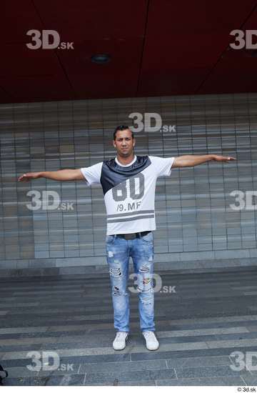 Whole Body Man T poses White Casual Slim Standing Street photo references