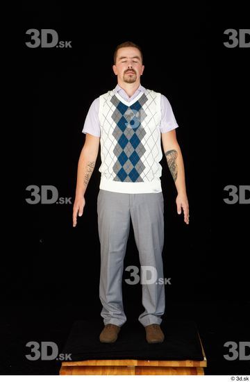 Whole Body Man Shoes Shirt Trousers Vest Average Standing Studio photo references