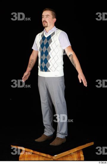 Whole Body Man Shoes Shirt Trousers Vest Average Standing Studio photo references