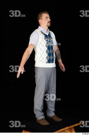 Whole Body Man Shoes Shirt Trousers Vest Average Standing Studio photo references