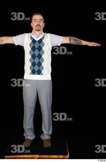 Whole Body Man Shoes Shirt Trousers Vest Average Standing Studio photo references