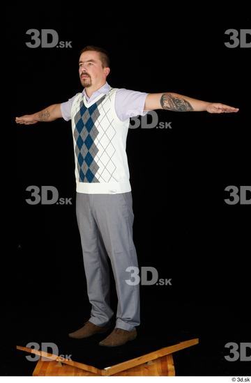 Whole Body Man Shoes Shirt Trousers Vest Average Standing Studio photo references