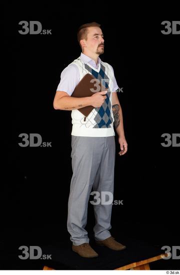 Whole Body Man Shoes Shirt Trousers Vest Average Standing Studio photo references