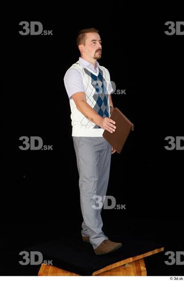 Whole Body Man Shoes Shirt Trousers Vest Average Walking Studio photo references