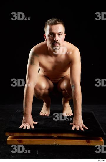 Whole Body Man White Nude Average Kneeling Studio photo references
