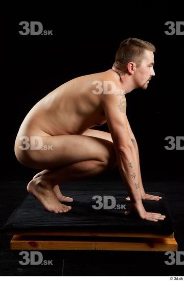 Whole Body Man White Nude Average Kneeling Studio photo references