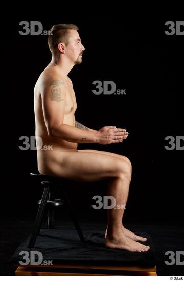 Whole Body Man White Nude Average Sitting Studio photo references