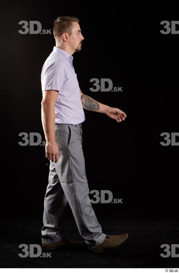 Whole Body Man White Shoes Shirt Trousers Average Walking Studio photo references