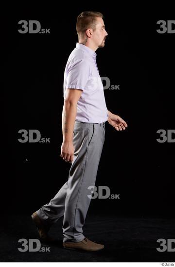 Whole Body Man White Shoes Shirt Trousers Average Walking Studio photo references