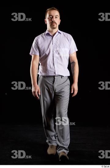 Whole Body Man White Shoes Shirt Trousers Average Walking Studio photo references