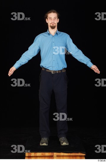 Arm Whole Body Man White Shoes Shirt Trousers Slim Standing Studio photo references