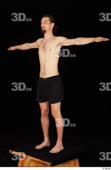 Whole Body Man T poses White Underwear Slim Standing Studio photo references