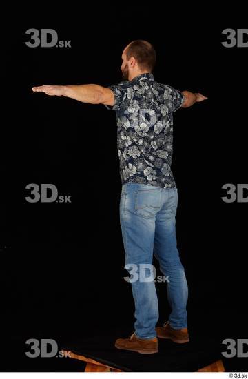 Whole Body Man White Casual Shoes Shirt Jeans Slim Standing Studio photo references