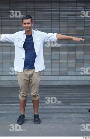 Whole Body Man T poses White Casual Slim Standing Street photo references