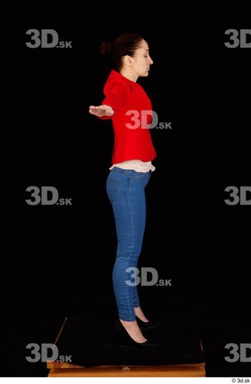 Whole Body Woman T poses White Casual Jeans Jacket Average Standing Top Studio photo references