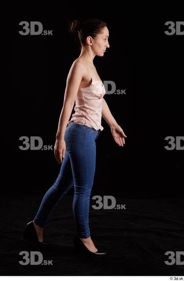 Whole Body Woman White Jeans Average Walking Top Studio photo references