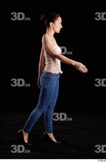 Whole Body Woman White Jeans Average Walking Top Studio photo references