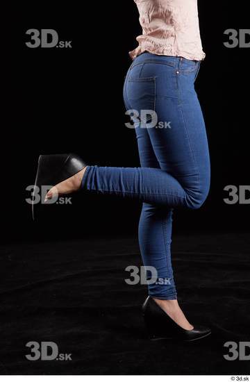 Calf Woman White Jeans Average Studio photo references