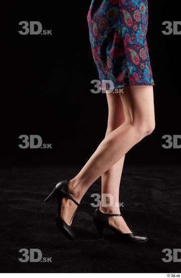 Calf Woman White Shoes Dress Slim Studio photo references