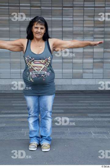 Whole Body Woman T poses White Casual Chubby Standing Street photo references