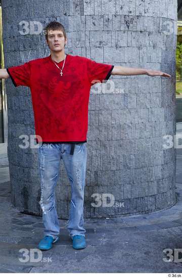 Whole Body Man T poses White Casual Slim Standing Street photo references