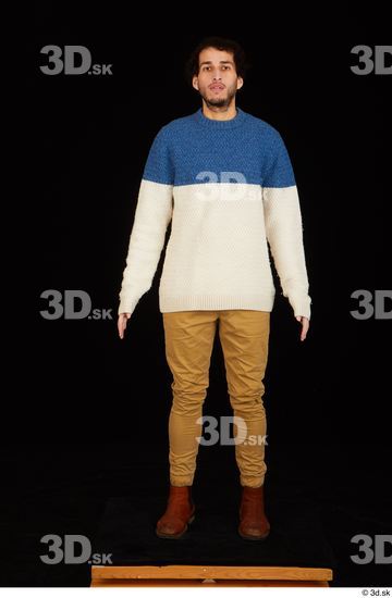 Whole Body Man Shoes Sweater Trousers Slim Standing Studio photo references