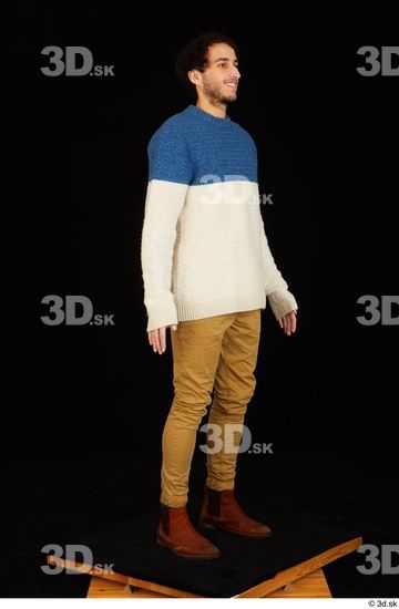 Whole Body Man Shoes Sweater Trousers Slim Standing Studio photo references